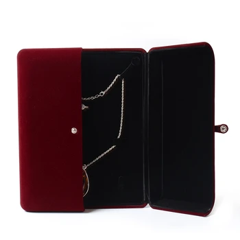 

Red Big Velet Secret Button Set Box For Jewelry Ring Earring Necklace Packaging Gift Case For Women Jewellery Storage Display