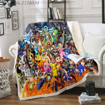 

Throw blanket Cartoon Super Mario 3D Velvet Plush Blanket Bedspread For Kids Girls Sherpa Blanket Couch Quilt Cover Travel 05