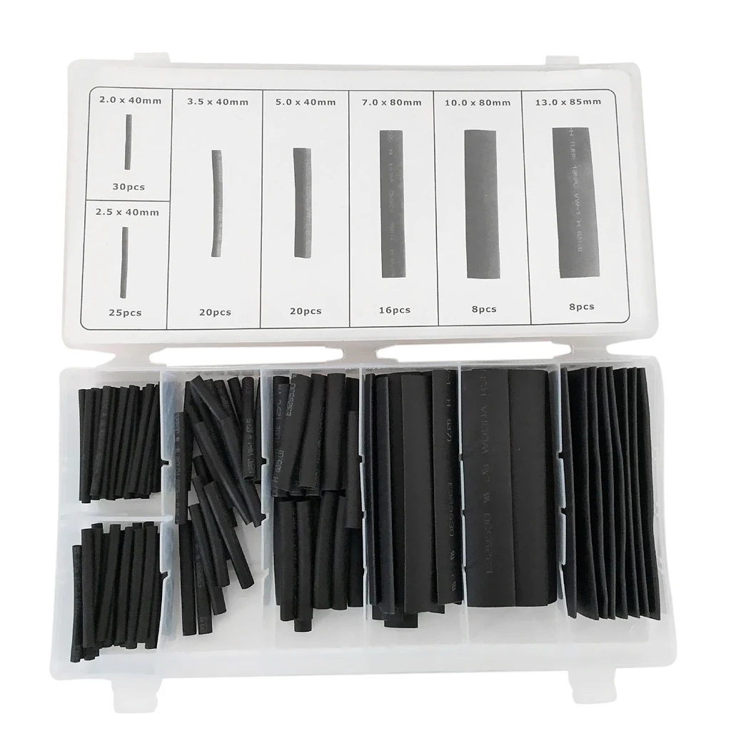 2mm-13mm Dia. Heat Shrink Wire Wrap Tubes Tubing Sleeves Black