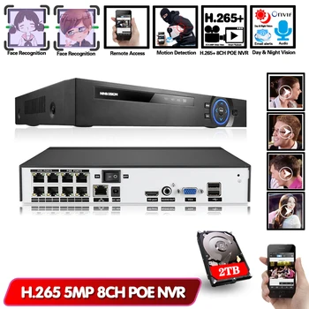 

Face Detection H.265 4CH 8CH POE NVR Security IP Camera video Surveillance CCTV System P2P ONVIF 4MP 5MP Network Video Recorder