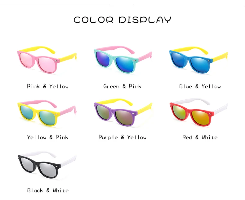Rubber Polarized Sunglasses Kids TR90 Boys Girls Mirror Polaroid Sun Glasses Silicone Safety Glasses for Children Baby_voghion.com