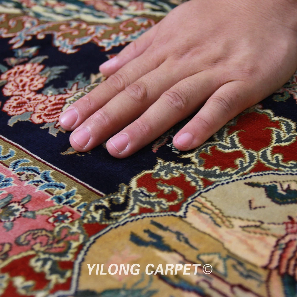 YILONG 4'x3' Handknotted Шелковый гобелен интерьер ручной работы цветочный ковер-Гобелен(ZQG302A