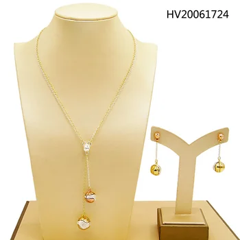 

Yulaili Exquisite Dubai Gold Jewelry Sets Wholesale Luxury Metal Dangle Necklace Earrings Nigerian Woman Wedding Jewellery Set