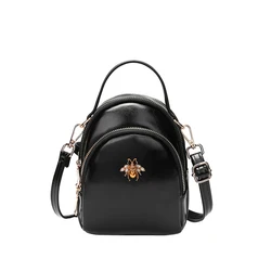 Women's Backpack shoulder bag Black leather Mini Small cut girl Bag for Designer 2020 Motorcycle Travel Diaper Handbag