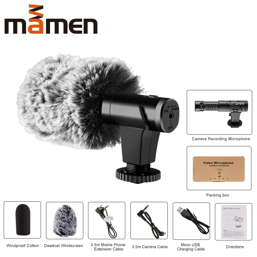 

MAMEN Super 3.5mm Microphone for Camera VLOG Photography Interview Digital HD Video Recording Microphone for Smartphone and Came
