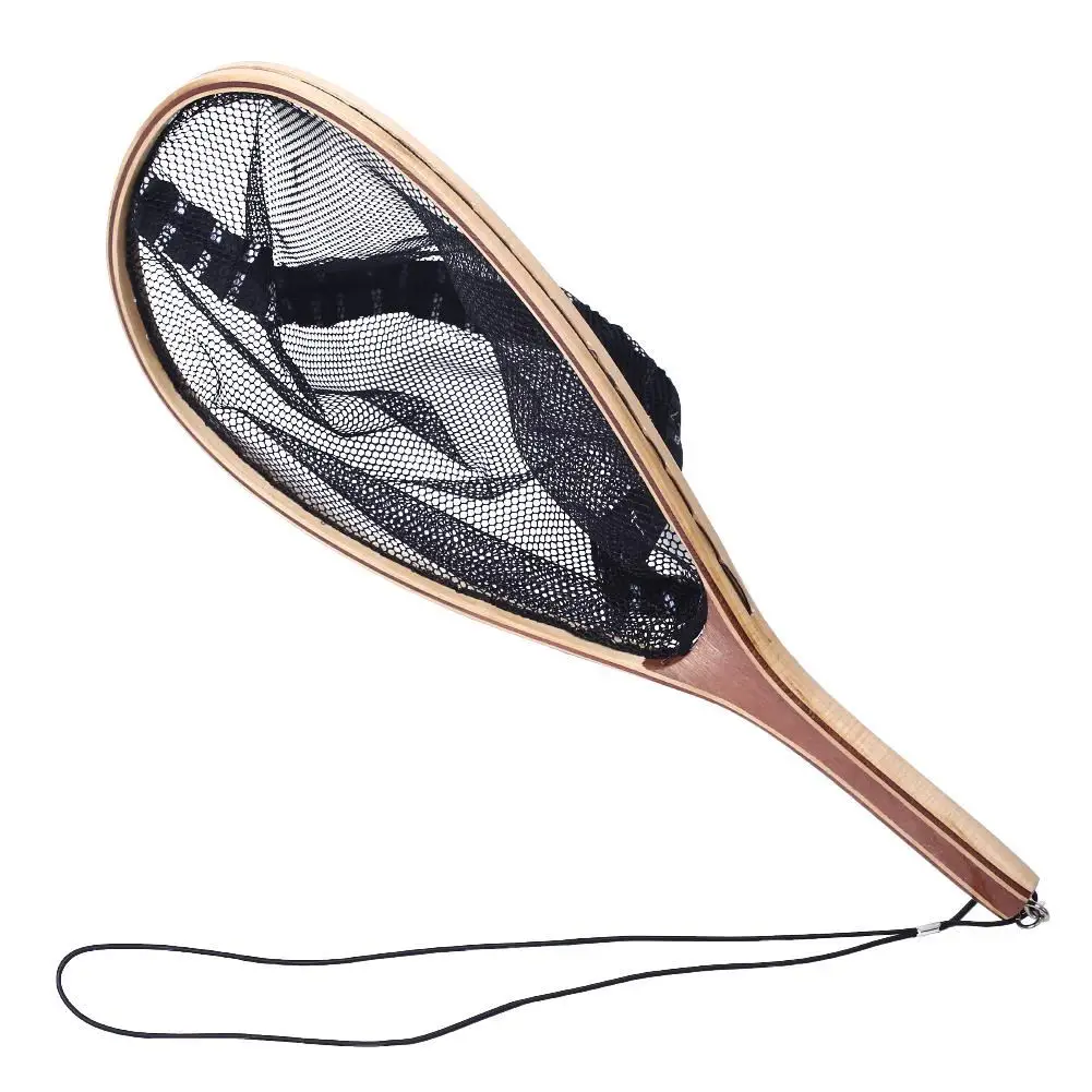 Wooden Fly Fishing Trout Landing Net Mesh Catch Release Vintage Frame Sports