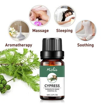 

Mishiu Cypress Pure Essential Massage Oil Clove Vetiver Thyme Basil Camphor Pine Needles Tangerine Fennel Natural Air Care 10ML