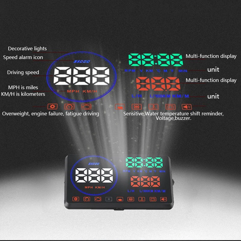 Интеллектуальная HUD головка вверх дисплей пояс перегородка скорость расход