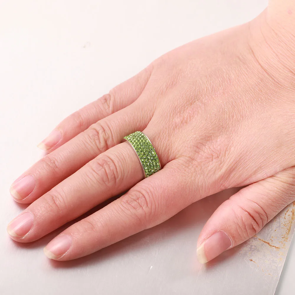Elegant Women's 316L Stainless Steel Wedding Ring with CZ Crystal Pave