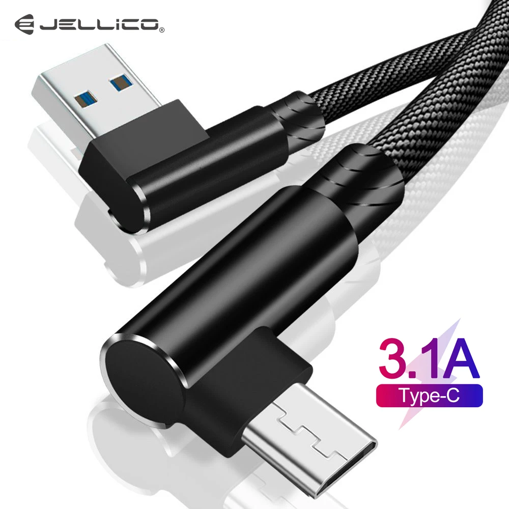 Кабель Jellico USB Type C 90 градусов 3 А для быстрой зарядки и передачи данных|Кабели