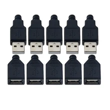 10 шт. Тип A входящий штекер муфтовый стыковочный USB 4 Pin разъем с черной Пластик крышка Тип-который нужно собрать своими руками Наборы