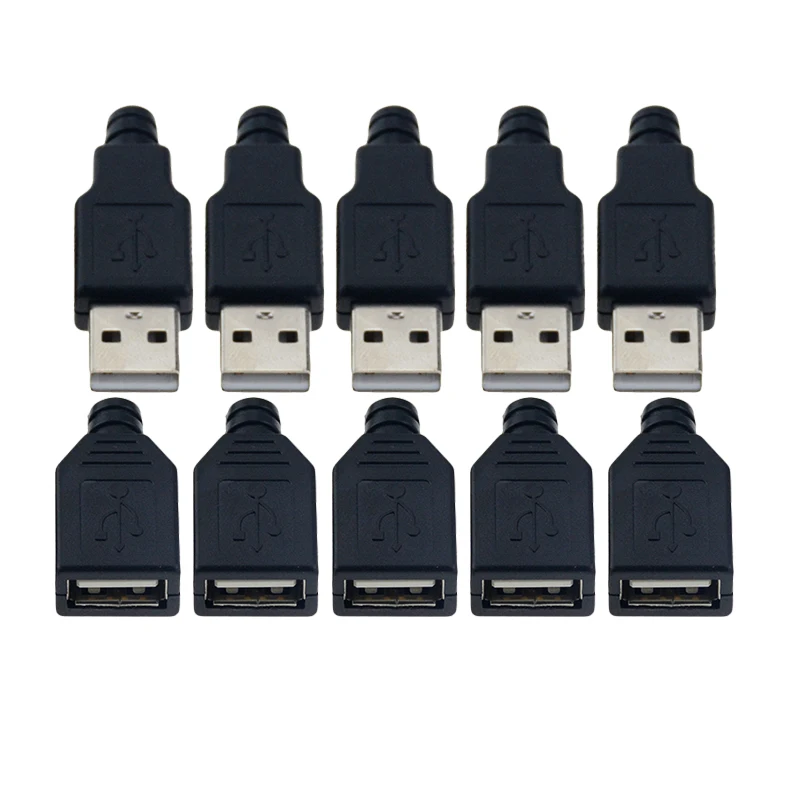 10 шт. 4 контактный разъем USB типа A с черным пластиковым покрытием комплекты сделай