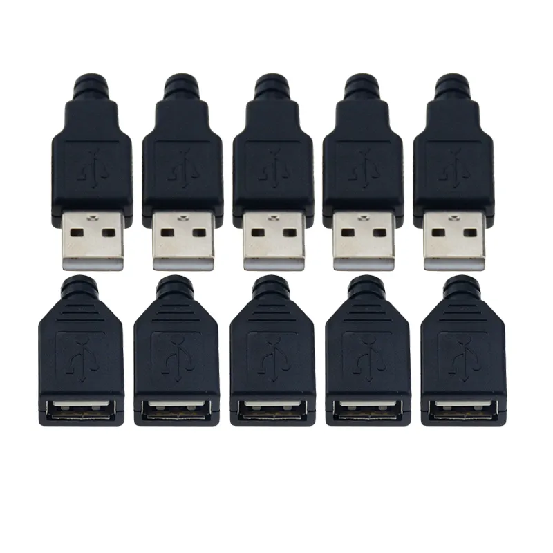 Permalink to 10pcs Type A Male Female USB 4 Pin Plug Socket Connector With Black Plastic Cover Type-A DIY Kits