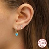ROXI Lovely Ins Heart Crystals Round Hoop Earrings for Women Girl Pink Blue Green Cartilage Earrings 925 Sterling Silver Brincos ► Photo 2/6