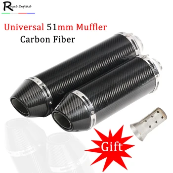 

Universal 51mm Motorcycle Exhaust Pipe For ATV Z750 CB400 R6 MT07 Escape Slip-on Carbon Fiber Silencer Muffler with DB killer