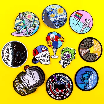 

Stranger Things Iron On Patches For Clothes Skull Patch Heart Embroidered Patches For Clothing Stripe Sticker On Clothes Patch