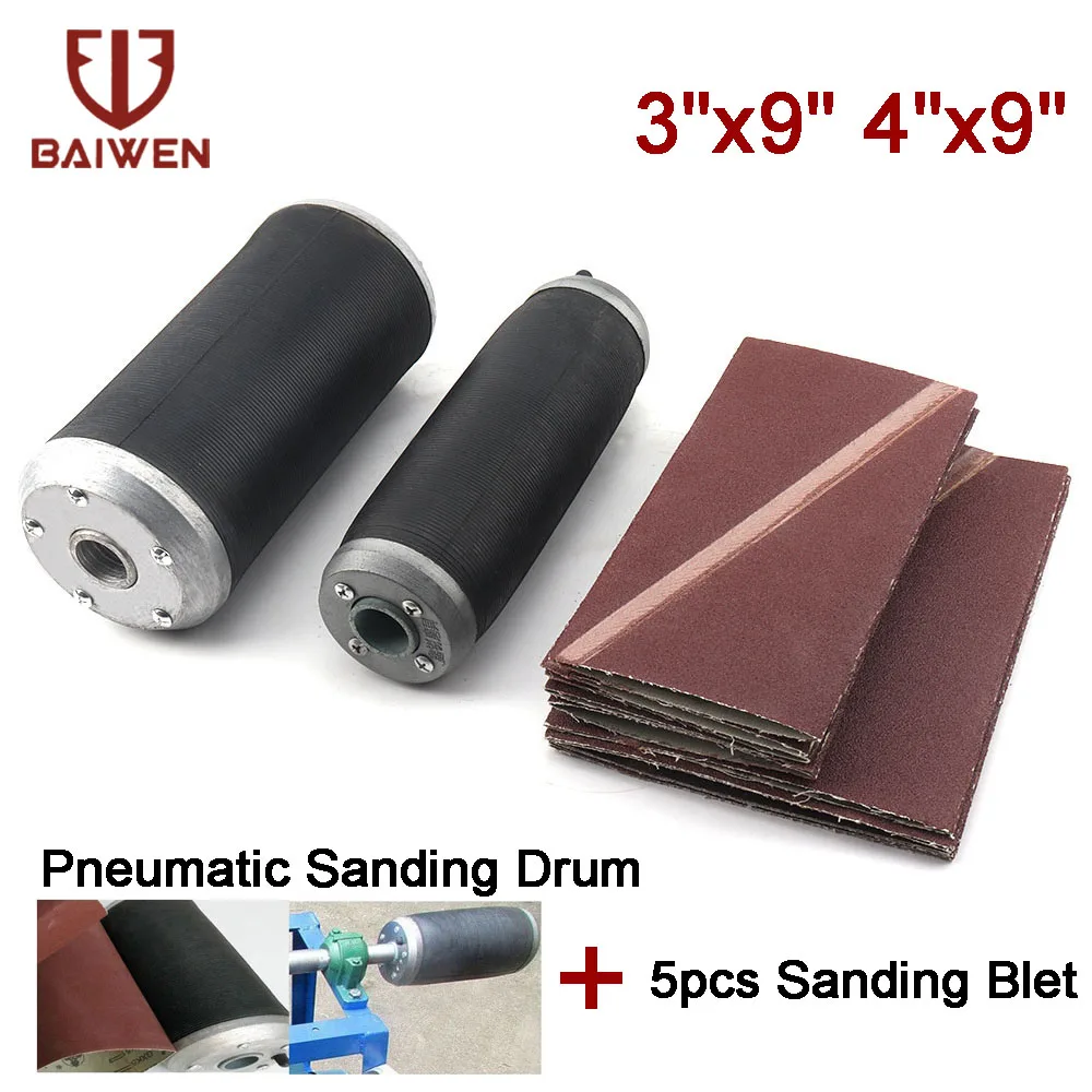 3x94x9RubberSleeveTubePneumaticSandingDrum5pcsSandingBelt