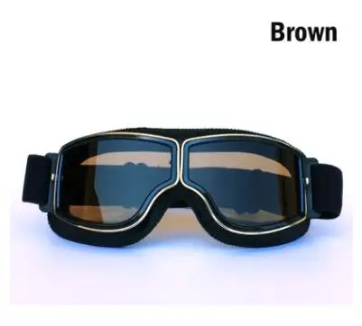 MSUEFKD Latest Vintage Leather Motorcycle Goggles Collapsible Goggles Vintage Motorcycle Glasses Jet Pilot 4 Color Sunglasses - Цвет: 02