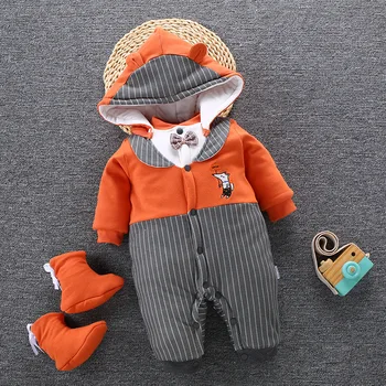 

2019 Winter Baby Romper For Newborn Clothes Infant Baby Boys Jumpsuit Overalls Warm Thick Outerwear Baby Clothing One Piece