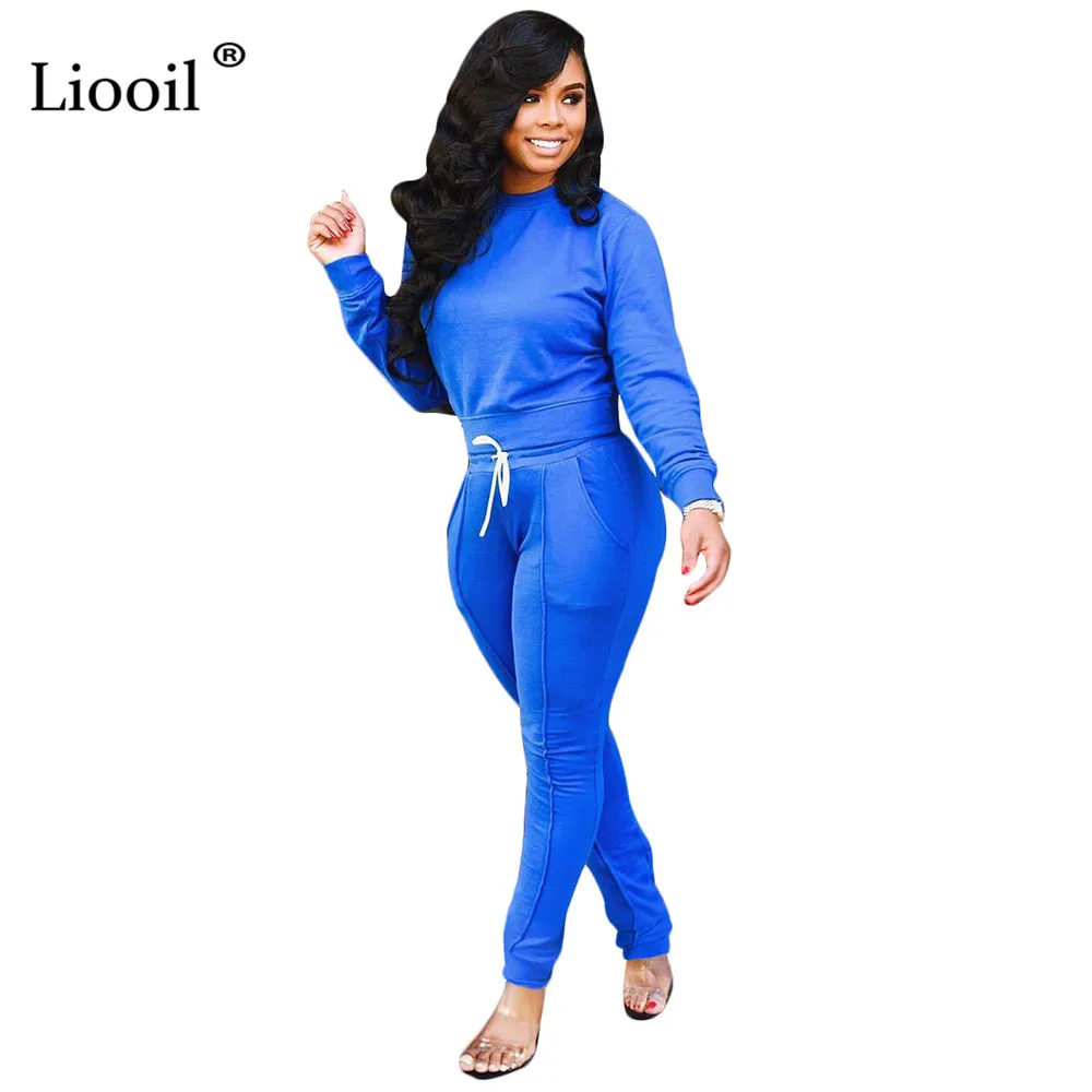 Liooil, черный, белый, комплект из двух предметов, топ и штаны с карманами,, длинный рукав, круглый вырез, шнуровка, спортивный костюм, женский костюм для бега