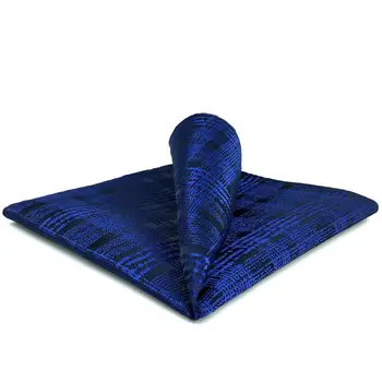 

EH22 Dark Blue Checkes Mens Pocket Square Silk Classic Handkerchief