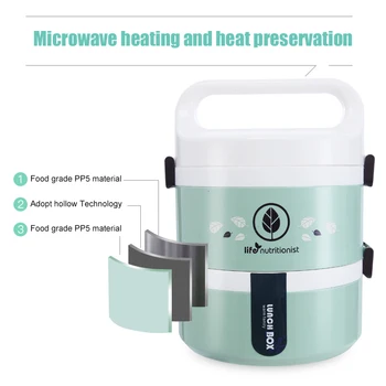 

Double Layer Food Storage Lunch Box for Microwave Heating with Tableware Bento Boxes LAD-sale