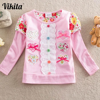 

VIKITA Kids T shirt for Girls Girls Flower t-shirt Long Sleeve Tops Girls T Shirt Children Clothing Autumn Winter Kids Wear