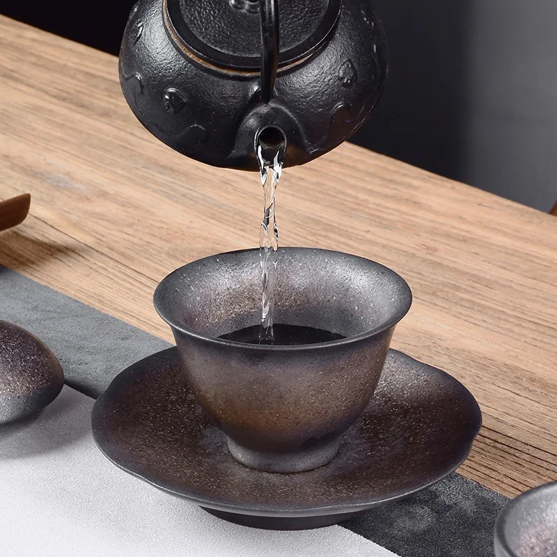 Cover Teacup Ceramic Large Handmade Tea Bowl Stoneware Gilding Glaze Gaiwan Tea Utensils Making Device Bowl Chinese Gaiwan