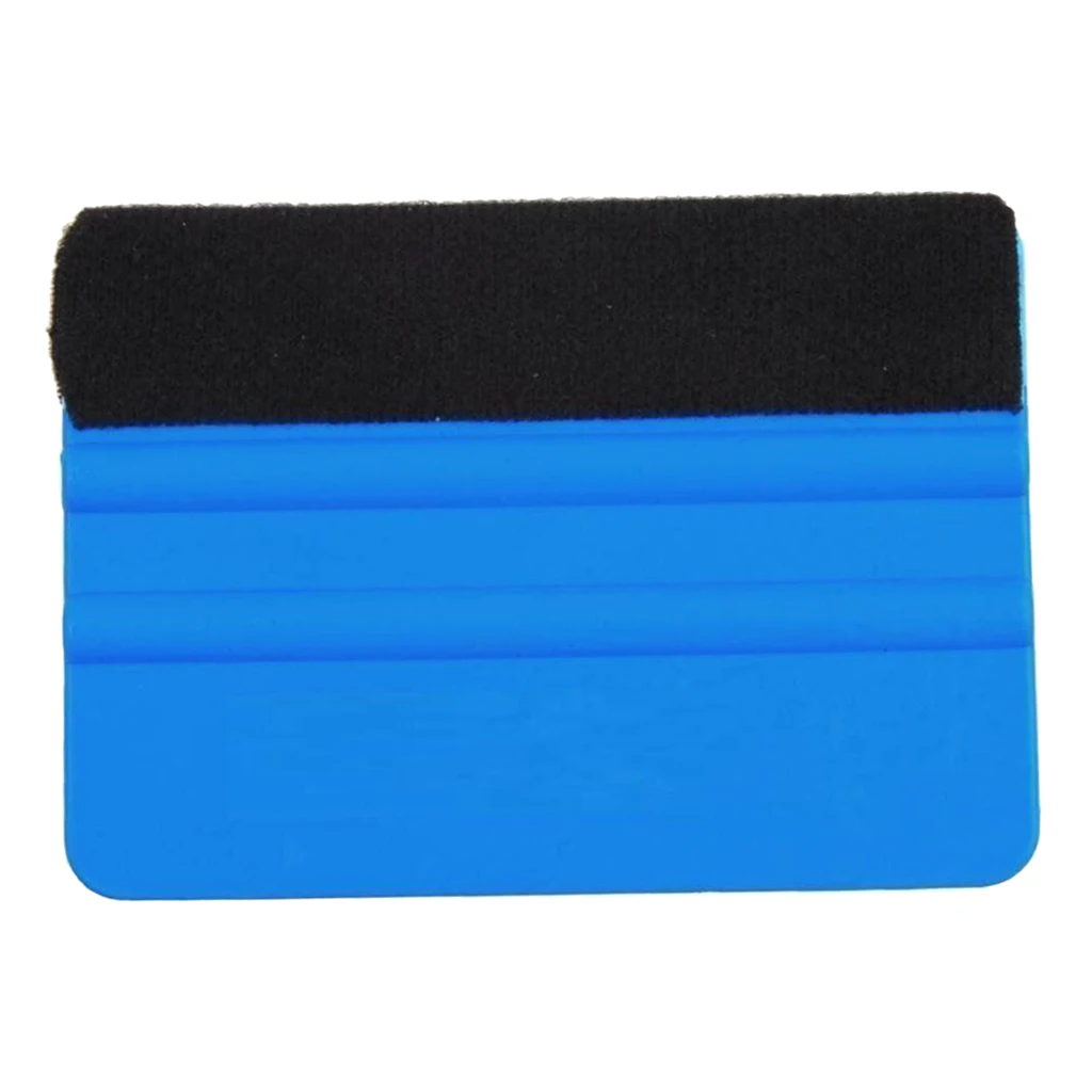 Black Felt Edge Blue Squeegee Car Vinyl Scraper Decal Sticker Applicator Tool