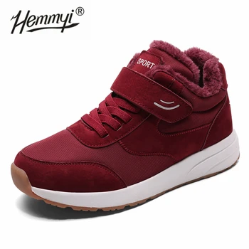 

Hemmyi High Top Winter Shoes for Woman 2020 Keep Warm Plush Comfortable Walking Sneakers Unisex Men Woman Couple Shoes