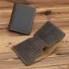 Vintage Men Leather Wallet Credit Id Card Holder Crazy Horse Leather Small Wallets for Men Money Case 6