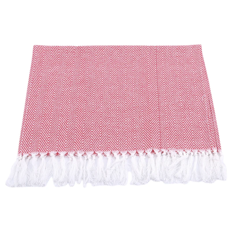 Big red Hand-made Tassel Napkin Cotton Yarn Dyed Dish Towel Cleaning Cloth Multi Tea Towel Dishtowel Kitchen Towel - Цвет: Big red