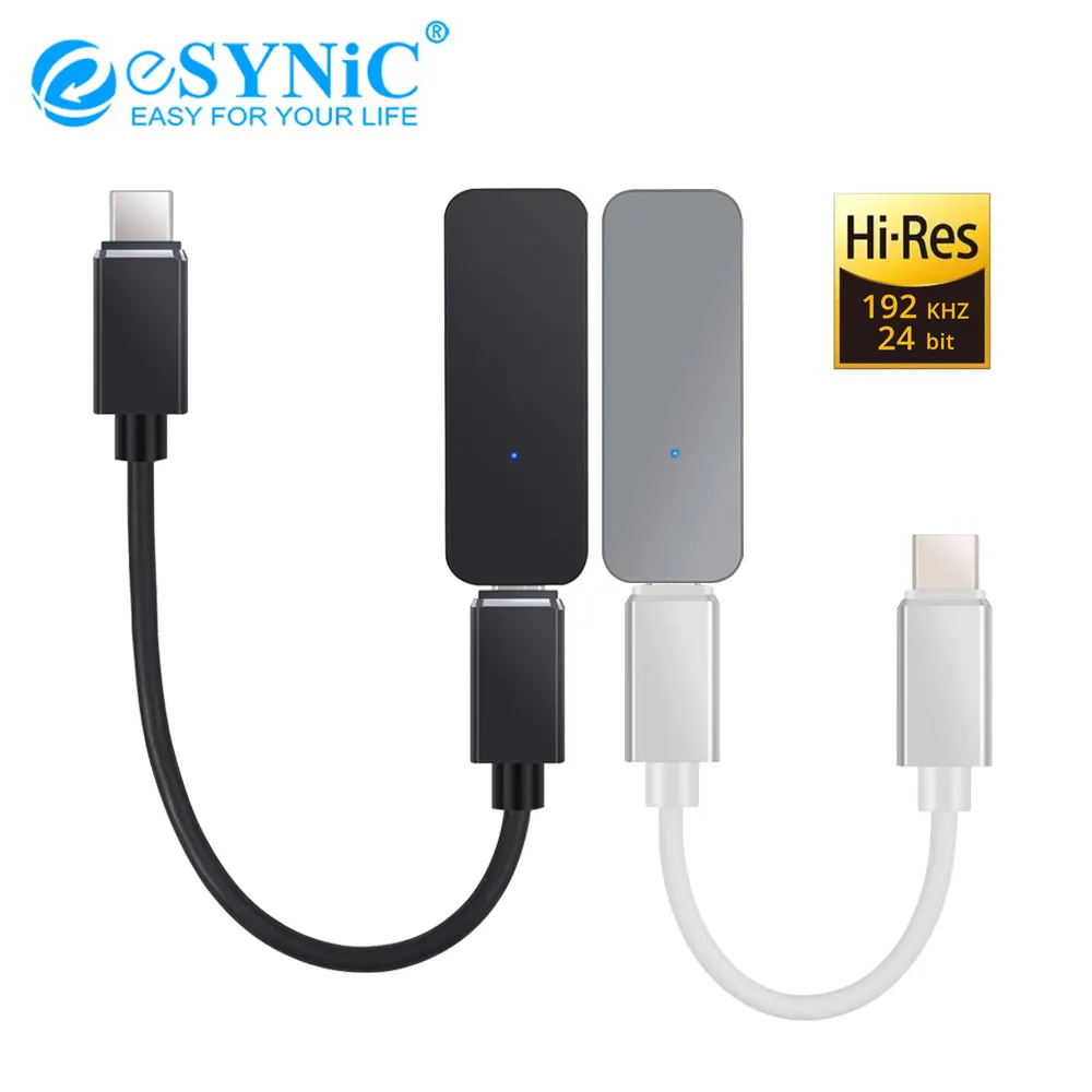 eSYNiC 2 Pcs 192kHz USB C DAC Headphone Amplifier Mini DAC Converter USB C Type C to 3 5mm Audio Jack Adapter for iphone Android