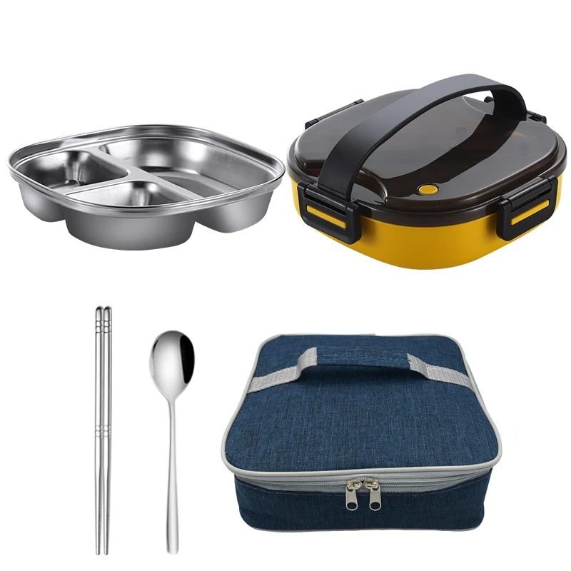 

304 Stainless Steel Japanese Style Bento Box With Thermal Bag Set Kid Adult Portable Insulation Food Lunch Box With Compartments