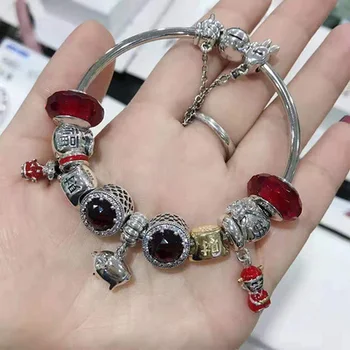

High Quality Original 1:1 100%925 Pure Silver Beads God Of Wealth Bracelet Gift First Free Shipping