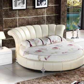 

Bedroom furnitures Hot sales modern style romantic round black grey white leather sofa bed