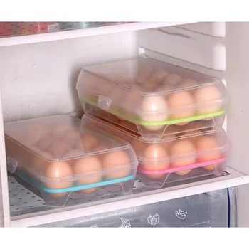 

Fresh Keeping Kitchen Tools Storage Container Case PP Refrigerator Egg Storage Box 15 Eggs Holder Food Box For Household Kitchen