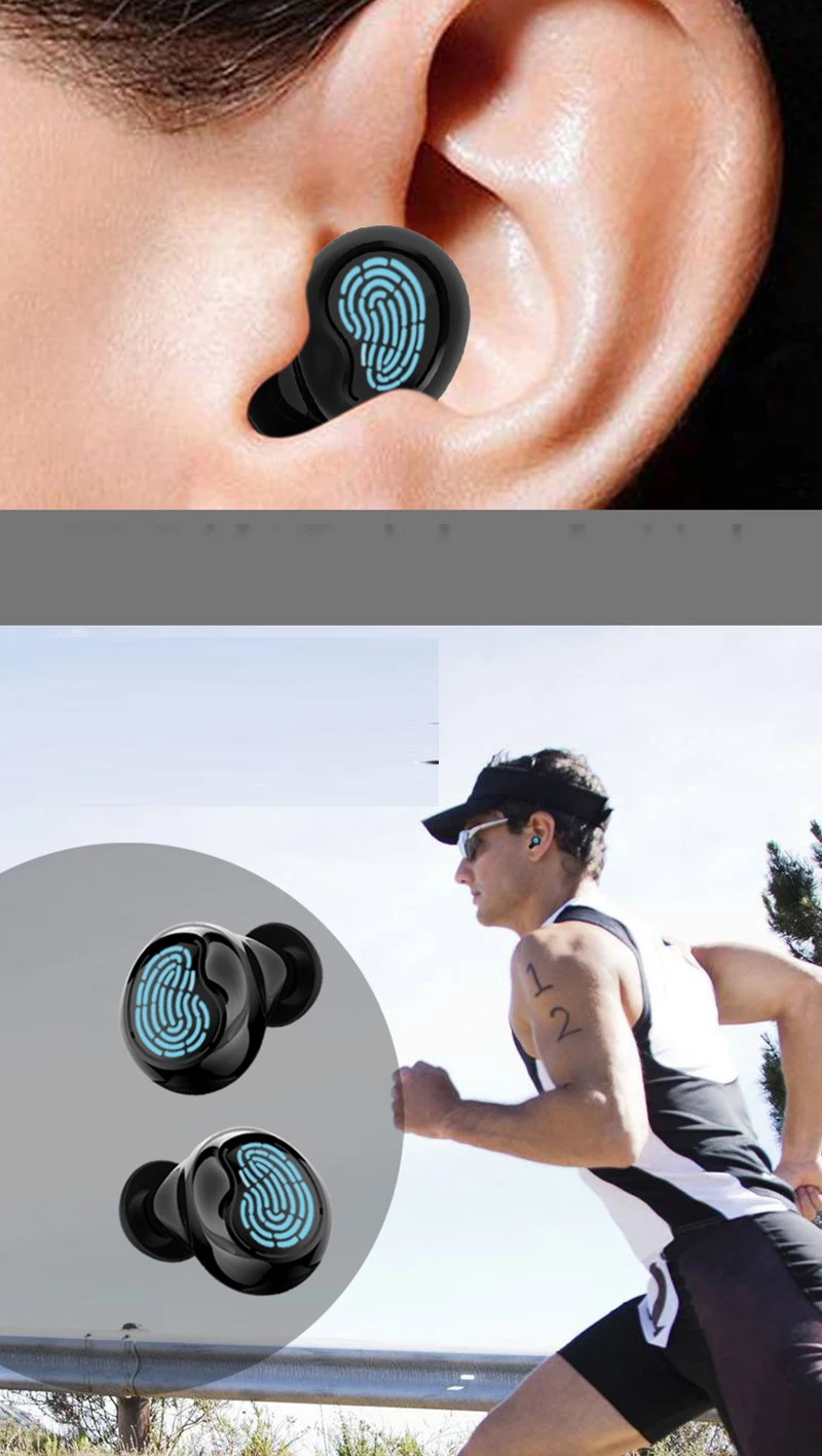 Сенсорные Bluetooth наушники с отпечатком пальца HD стерео беспроводные наушники с шумоподавлением игровая гарнитура