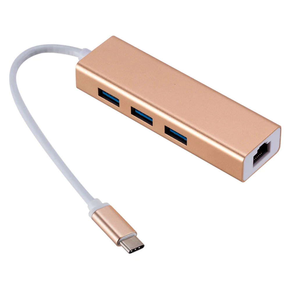 Gold Внешняя LAN Ethernet Сетевая карта для ноутбука Kilomega адаптер концентратор Алюминиевый сплав USB Разъемы type-c к RJ45 - Цвет: Gold