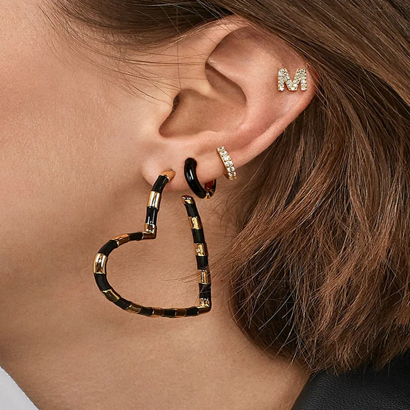 

New Fashion Multicolor Heart Water drop earring For Women Trendy Metal Geometric statement Earrings simple Jewelry Gift