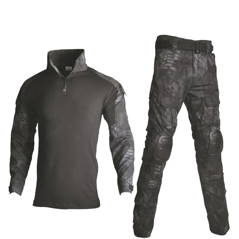 Военный Костюм Ghillie, камуфляжная одежда для охоты со съемными наколенниками, тактическая армейская тренировочная форма, рубашка+ штаны