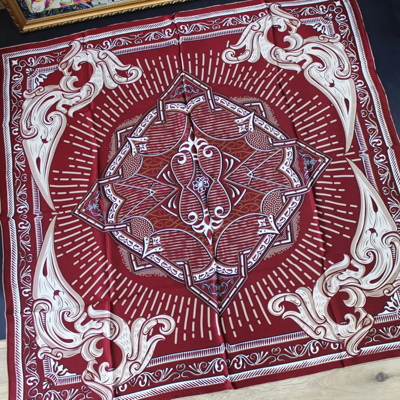 

KMS Vienna symbol large square scarf silk thick plain satin ladies silk scarf shawl 135*135CM/110G