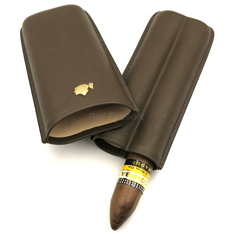 COHIBA Высококачественный портативный 2 трубки для сигар, коробка для хьюмидора, гаджеты для путешествий, кожаный чехол для сигар, держатель с подарочной коробкой