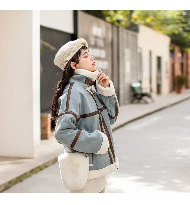 

Photo Shoot Suede 2019 New Style Autumn And Winter Thick Short plus Velvet Lamb Suit Coat