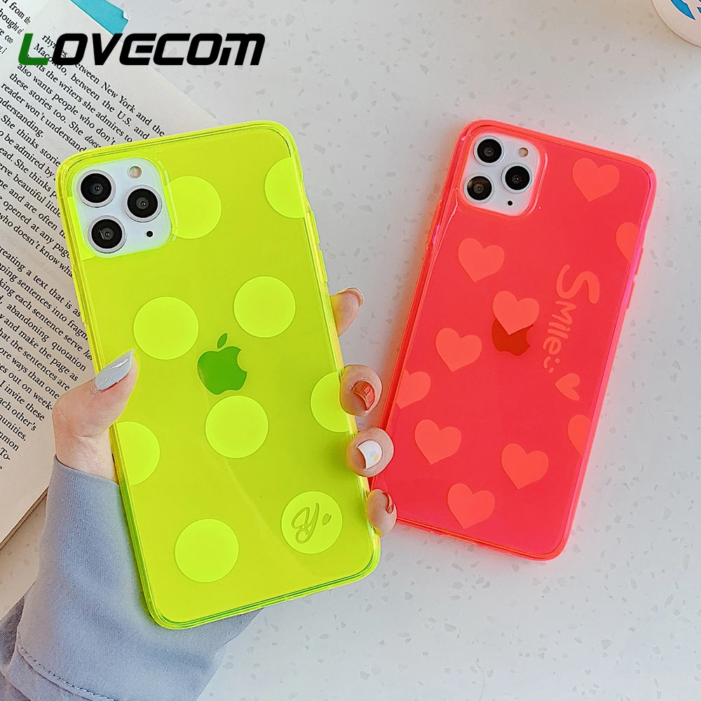 

Solid Color Lemon Yellow Dot Phone Case For iPhone 11 Pro Max XR X XS Max 7 8 Plus Case Soft Acrylic Full Body Phone Cover Bags
