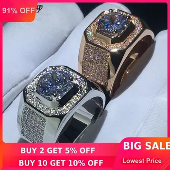 

choucong solitaire Male ring 3ct Clear 5A zircon cz Rose White Gold Filled Engagement Wedding Band rings For men Finger Jewelry