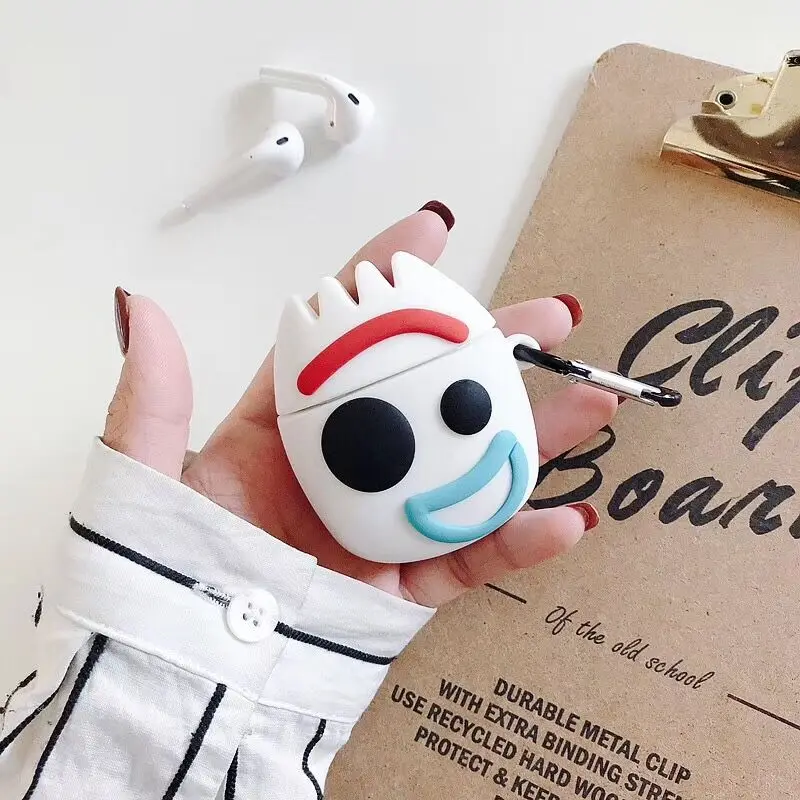 

For Apple Airpods 1/2 Soft Silicone Protection Case 3D Cute Cartoon Toy Story 4 Fokry Headphone Cases Earphone Cover Accessories