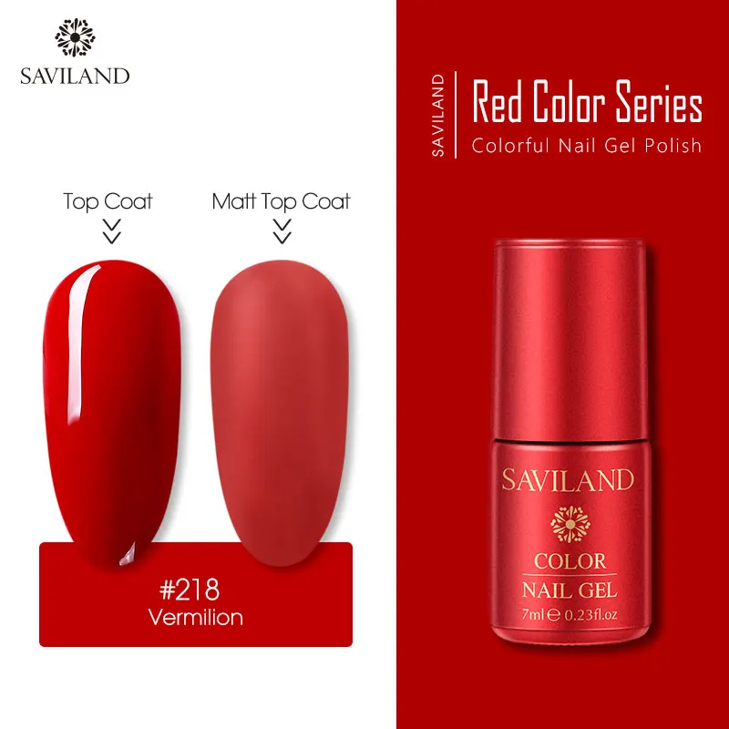 SAVILAND 7 мл красная серия Гель-лак для ногтей полуперманентный верхний слой УФ светодиодный Гель-лак замачиваемый дизайн ногтей Гель-лак es - Цвет: PT218