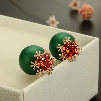 

Fashion Korean Zircon S925 Sterling Silver Earrings Snow with Colorful Pearl Stud Earrings for Women Girls Goddess Jewelry