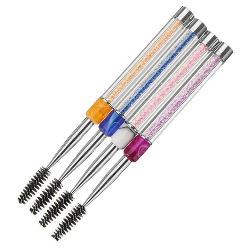 Spiral Mascara Wands Eyelash Extension Applicator Spoolers Makeup Tool Rhinestone Acrylic Handle Eyelash Brushes Combs